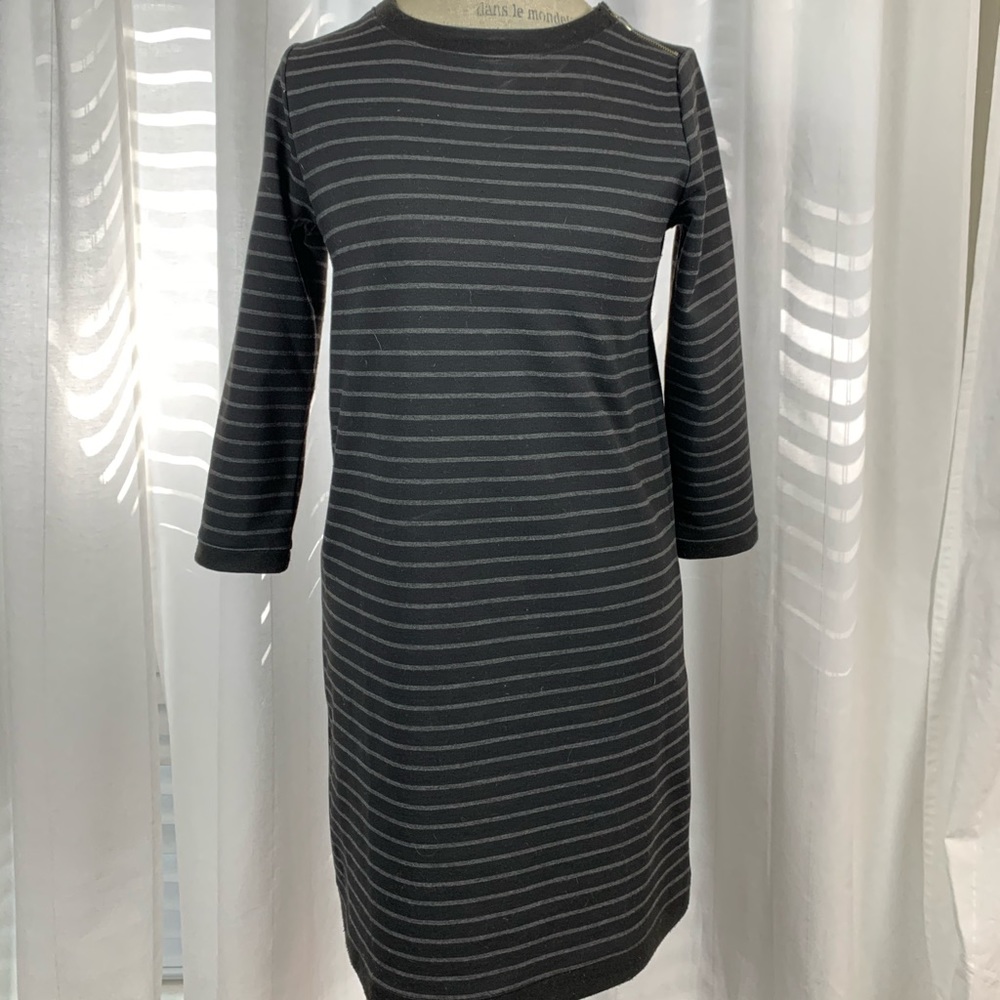 Cotton dress, black and charcoal gray stripe